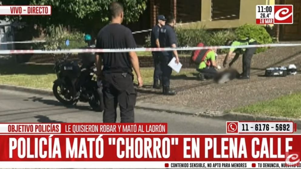 Un policía mató a uno de los delincuentes que trataron de robarle el auto (Crónica HD).
