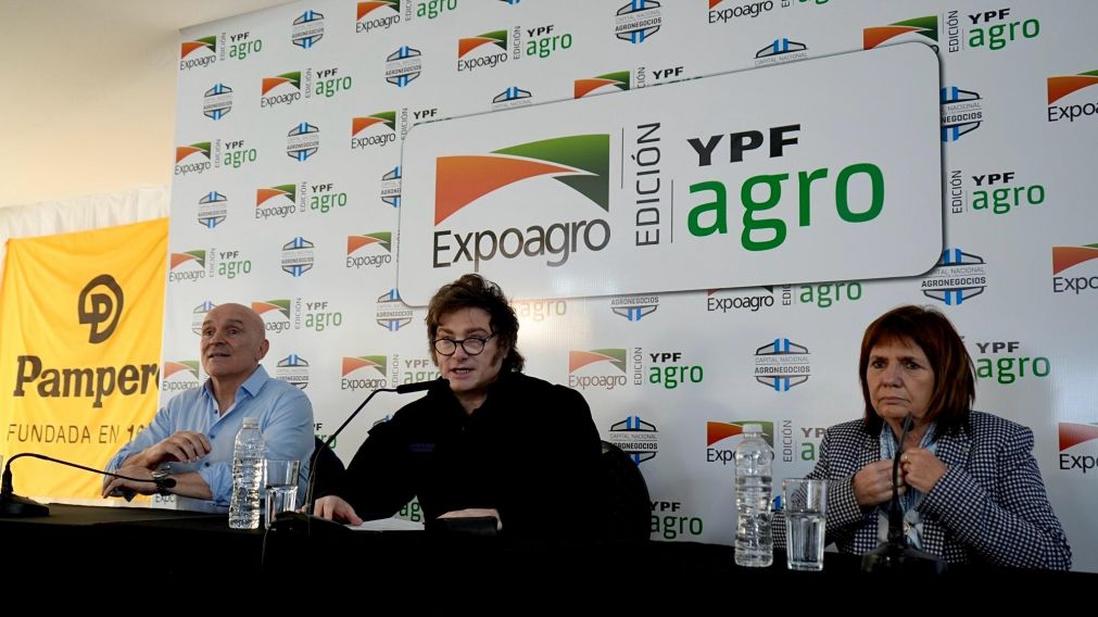 Javier Milei asistió al cierre de ExpoAgro junto a Patricia Bullrich y José Luis Espert.