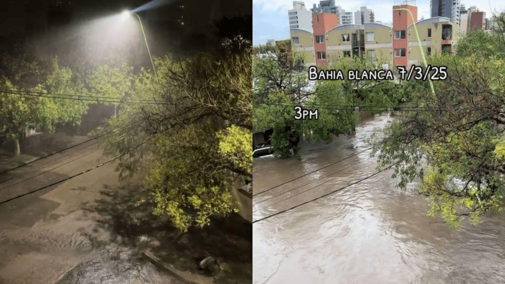El impacto de las lluvias en Bahía Blanca, capturado en un video que muestra cómo las calles se inundaron rápidamente (Captura TikTok).