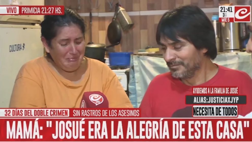 El dolor de los padres de Josué a más de un mes del doble crimen.