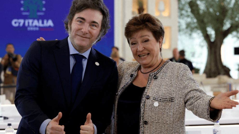 Javier Milei y la directora del FMI, Kristalina Georgieva