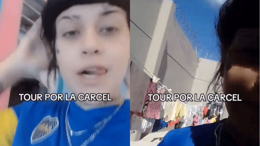 La reclusa utiliz� sus redes sociales para compartir un "tour", se volvi� viral y gener� pol�mica (Captura TikTok).