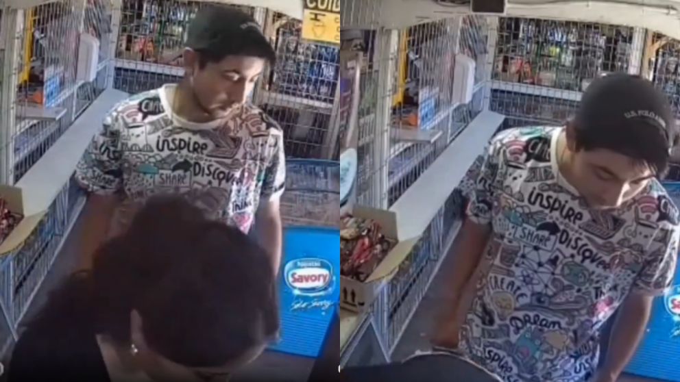 La secuencia quedó grabada en las cámaras de seguridad del local.