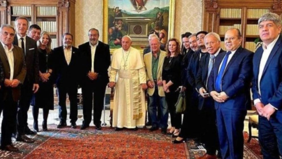 El último encuentro del papa Francisco y la cúpula de la CGT en el Vaticano en septiembre de 2024 (NA).