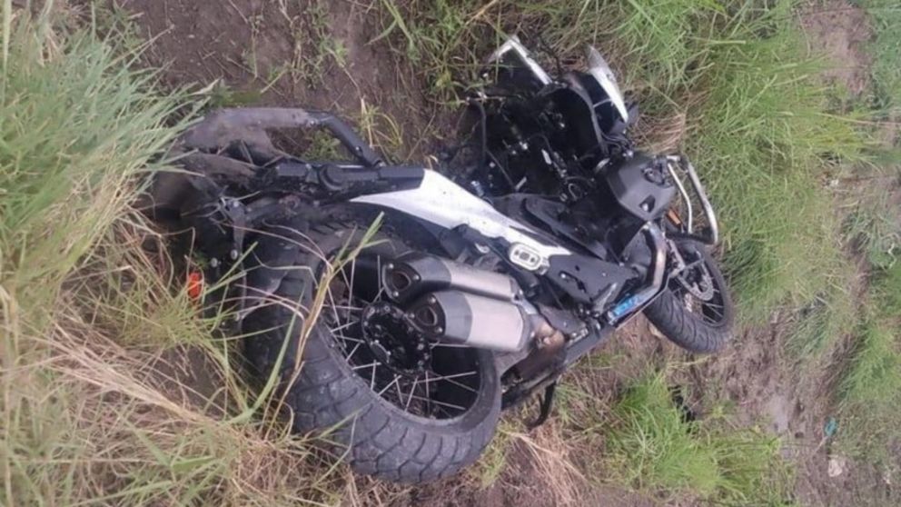 Así quedó la moto del "Chino" Maidana tras el choque.