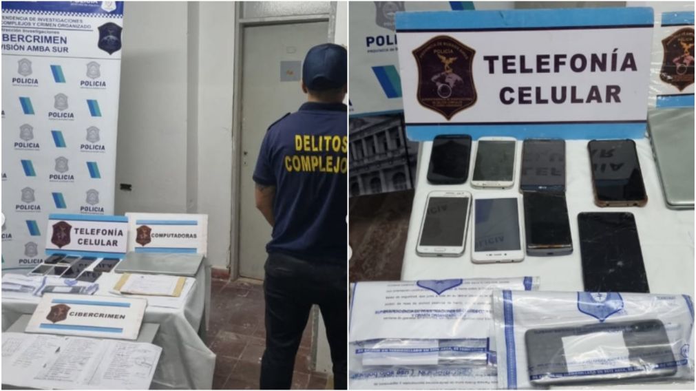 Elementos incautados en poder de los acusados detenidos.