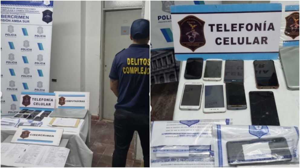 Elementos incautados en poder de los acusados detenidos.