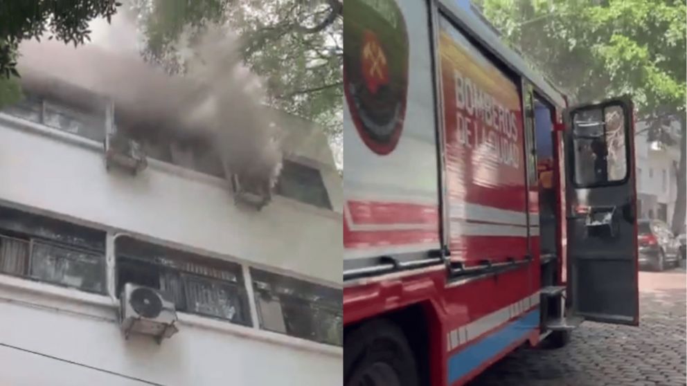 El incendio dejó más de 60 evacuados, entre personal de la escuela y vecinos de edificios linderos (Captura video).