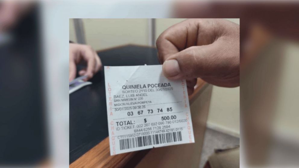 Ganó 72 "palos" en la Quiniela Poceada de Chaco.