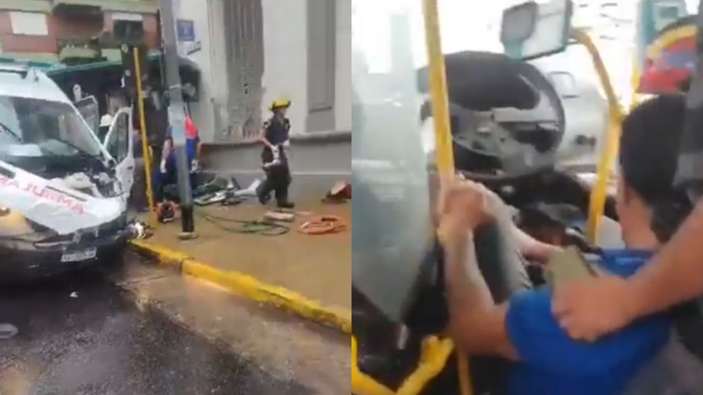 El colectivero sufrió la fractura de un pie.