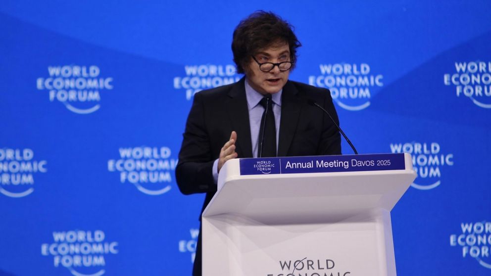 El presidente Javier Milei durante su participación en Davos.