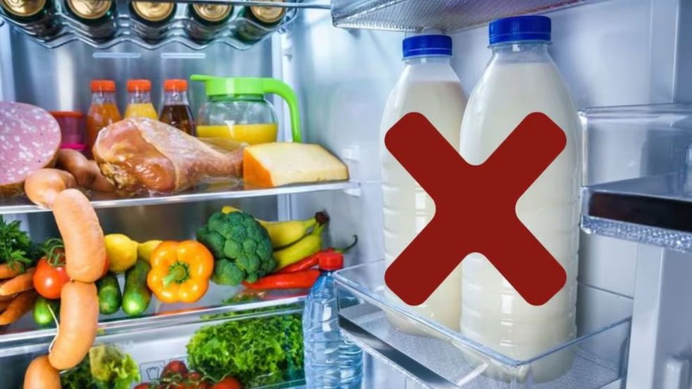 No es una buena idea poner la leche en la puerta de la heladera.