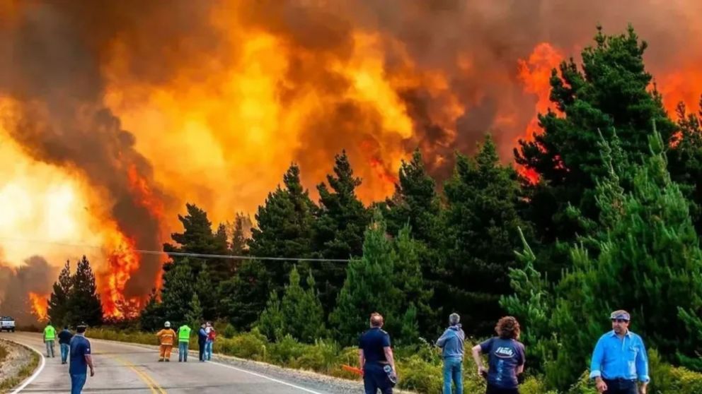 Avanza el incendio forestal en Epuyén (X/@RadioMercosur).