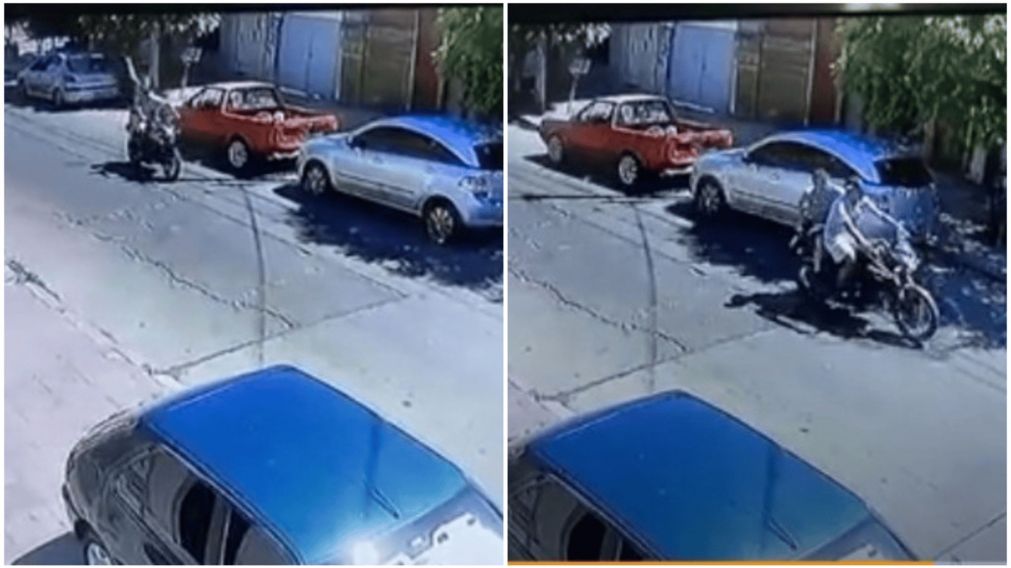 Las cámaras de seguridad registraron el ataque "motochorro".