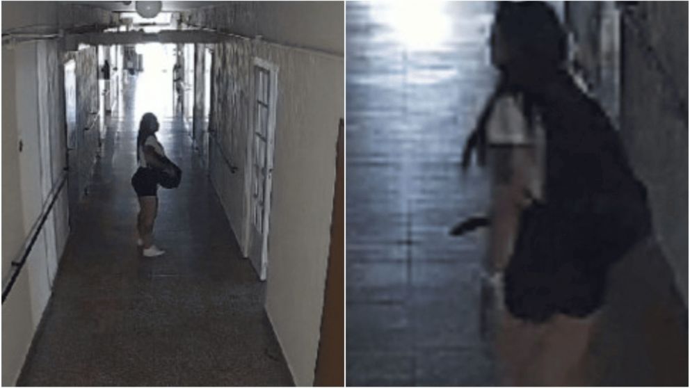 El robo de la sospechosa quedó grabado por la cámara de seguridad.