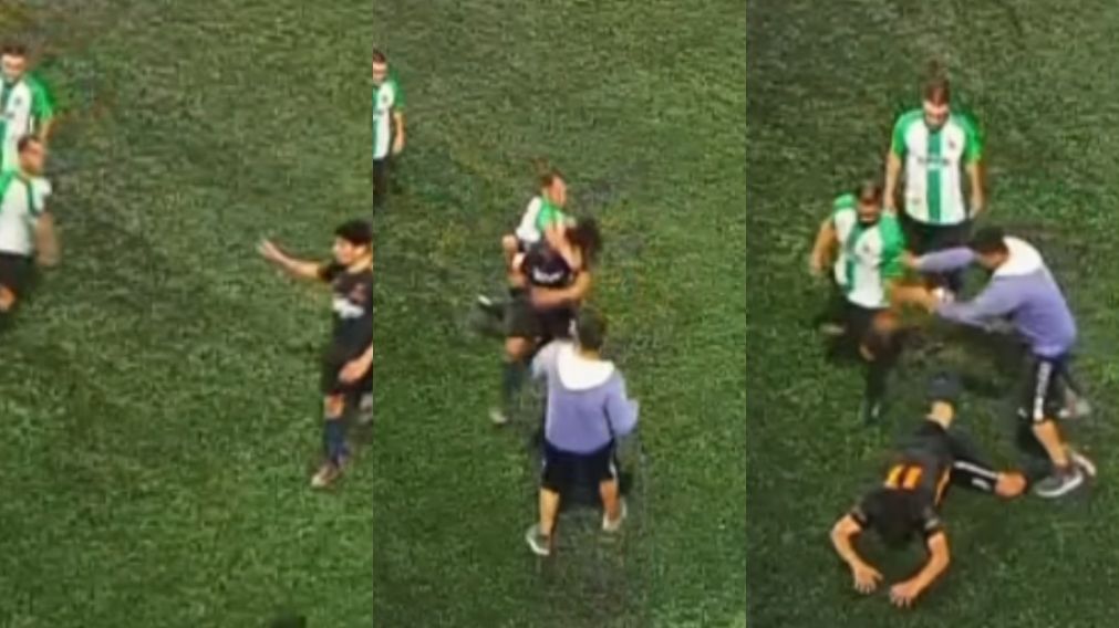 La secuencia quedó registrada por las cámaras del predio deportivo.