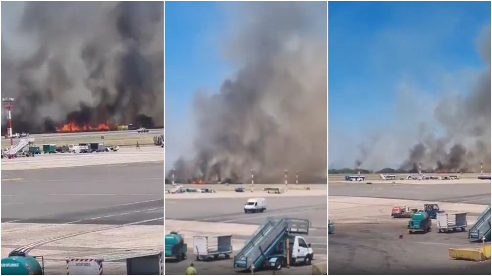 El incendio se desarrolló a un kilómetro y medio de la torre inicial de la pista.