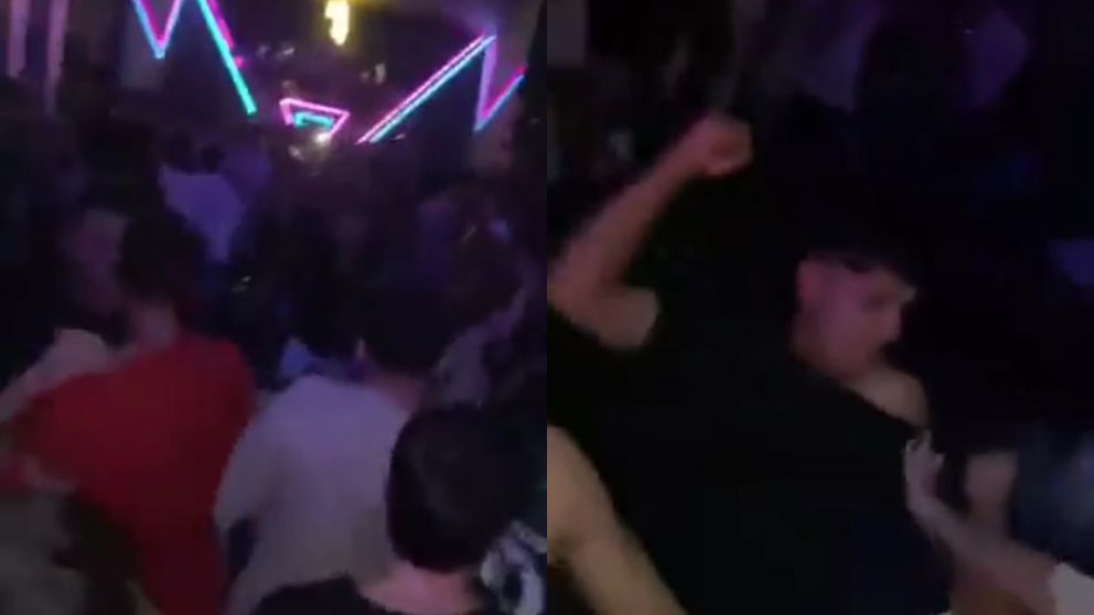 Feroz batalla campal en la pista de un boliche (Capturas de video).