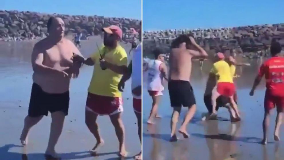 La discusión entre los bañeros y el turista terminó a las trompadas.