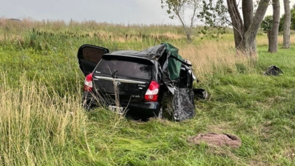 As� qued� uno de los veh�culos involucrados en el accidente.
