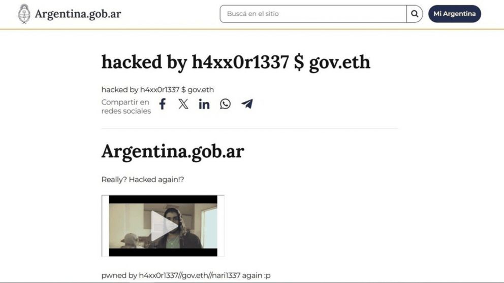 El sitio oficial del gobierno nacional y otras aplicaciones fue hackeados por ciberdelincuentes.