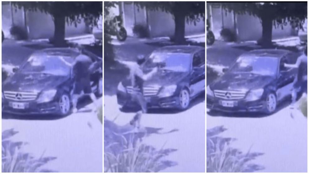 El ataque contra el auto quedó grabado por una cámara.