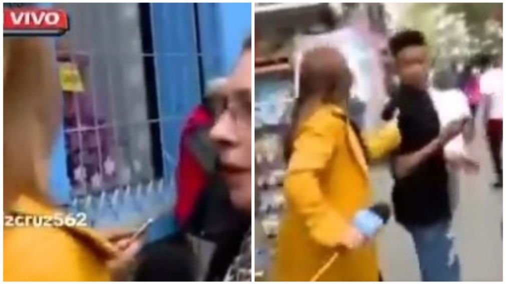 Una notera fue víctima del robo de su celular en vivo.