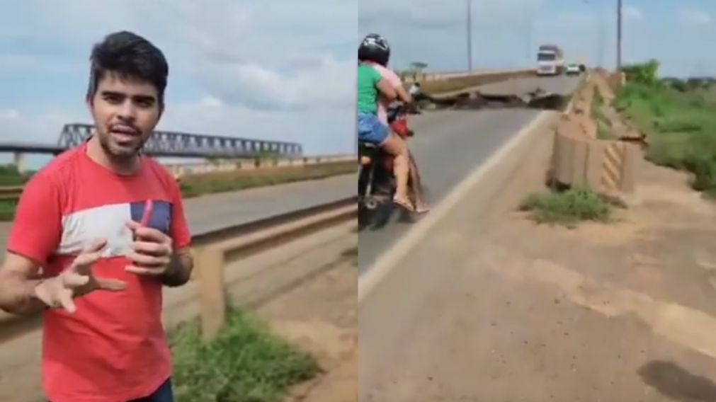 Filmaba el deterioro de un puente para denunciarlo y la estructura se derrumbó (Captura de video).