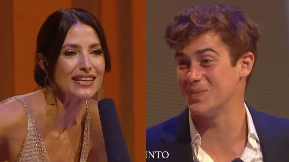 Franco Colapinto le jugó una broma a la conductora de los Premios Olimpia 2024 y provocó la risa de todos (Captura).