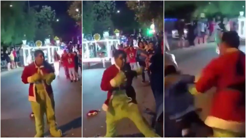 El Grinch mostró ser un hábil boxeador callejero y ganó por nocaut.