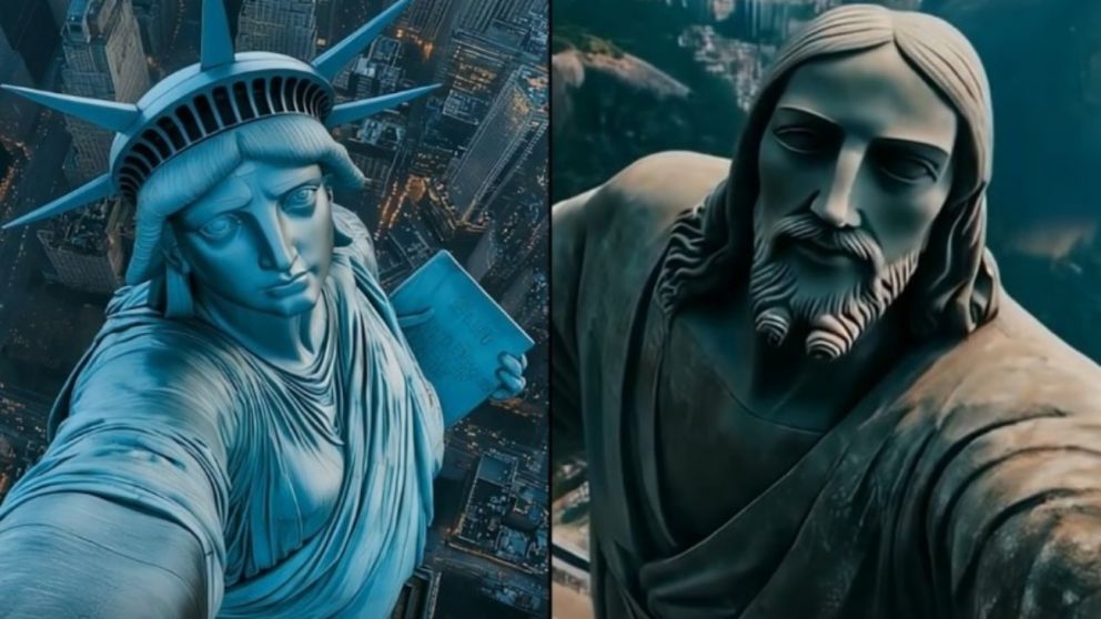 El artista creó escenas increíbles de las estatuas más reconocidas a nivel mundial.