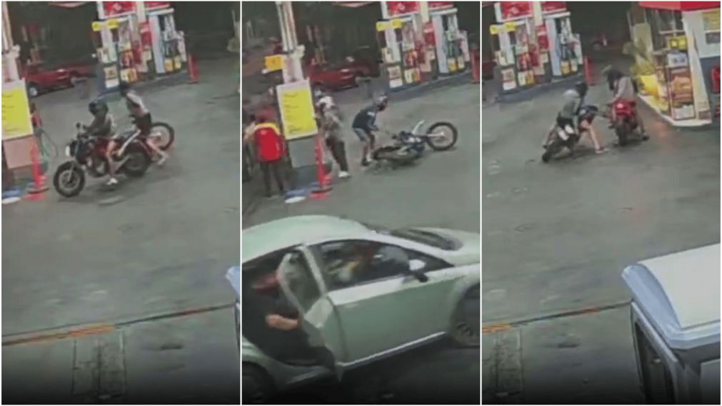 Una cámara de vigilancia captó el dramático momento del robo.