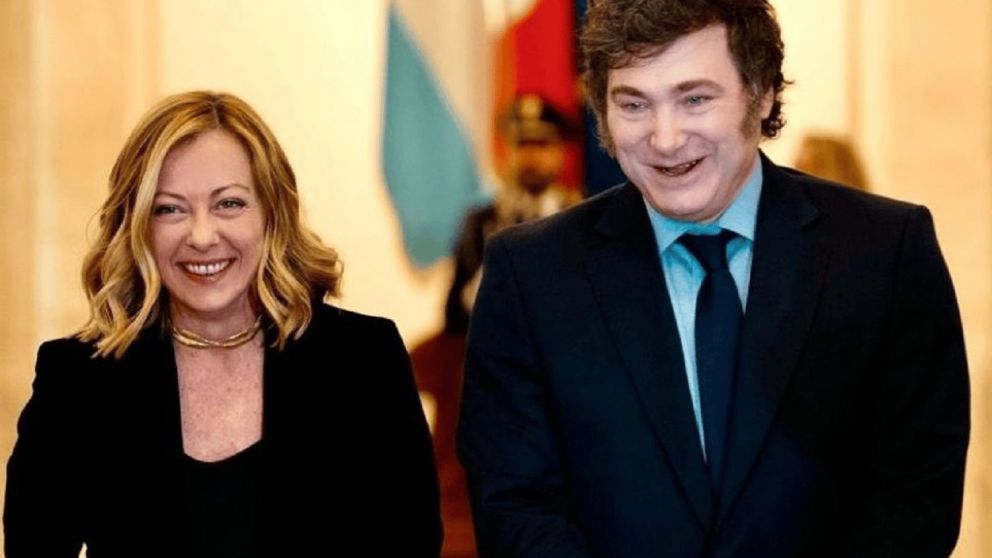 Javier Milei y Giorgia Meloni.