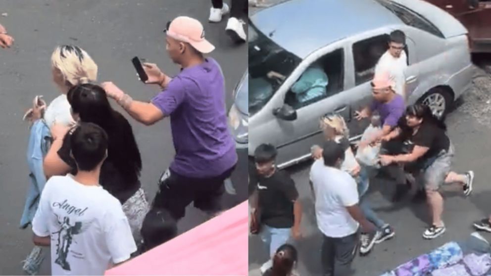 La "punga" intentó escapar, pero fue atrapada por otras mujeres, que también la golpearon (Captura video).