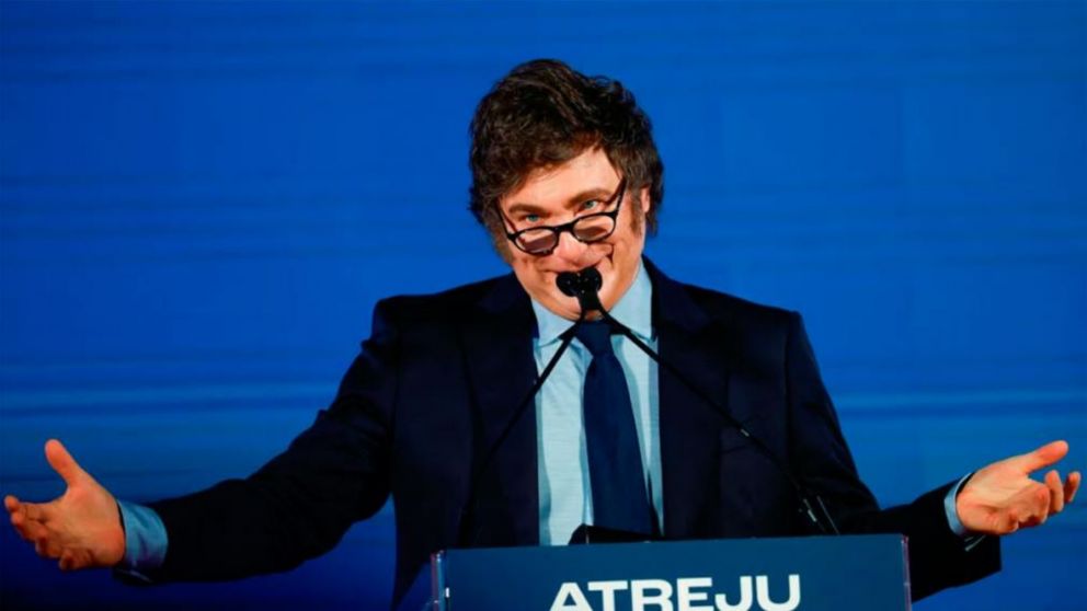 Javier Milei durante su discurso en Italia.