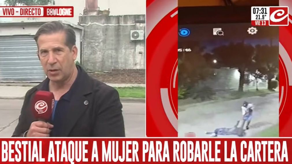 Delincuente golpe� salvajemente a una mujer para robarle la cartera y la dej� internada.