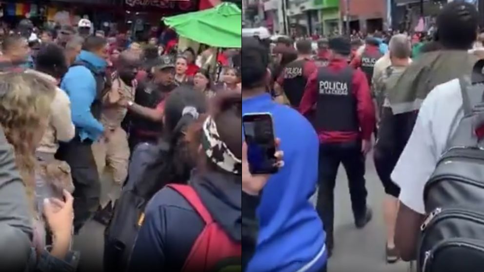 La Policía de la Ciudad detuvo a un mantero senegalés (Capturas de video).