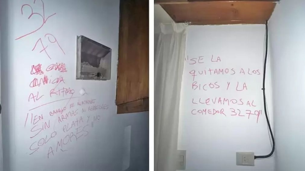 La nota que dejaron los delincuentes que asaltaron a la víctima.
