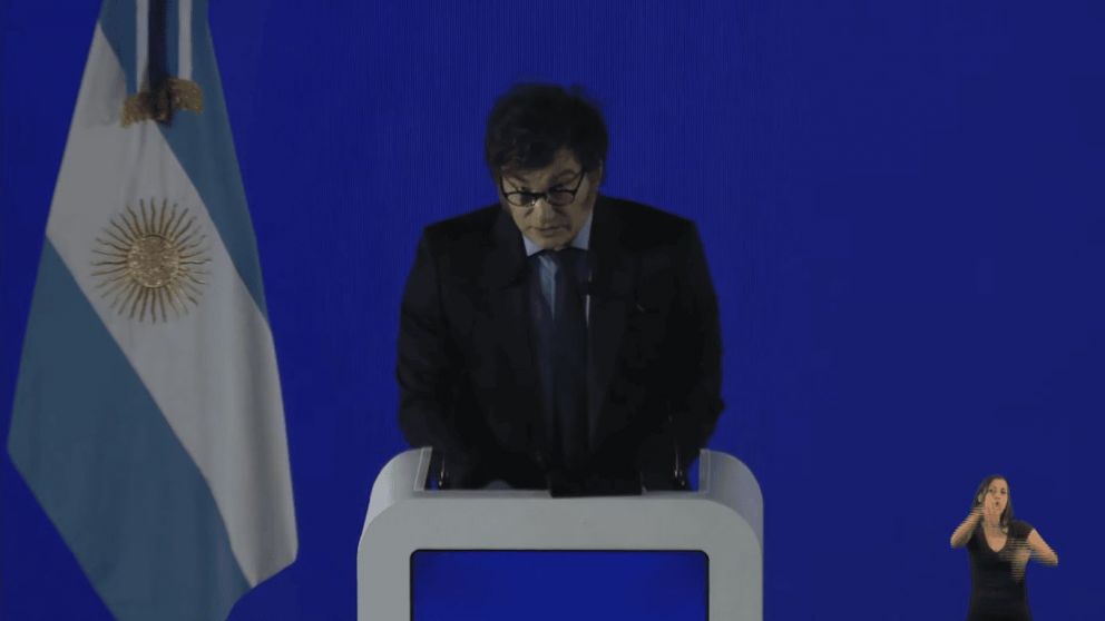 Javier Milei en la apertura de la Semana de la Inteligencia Artificial.