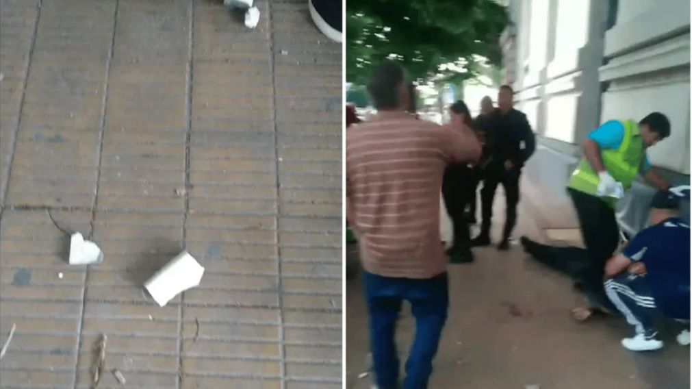 Un taxista sufrió un fuerte golpe por el desprendimiento de la mampostería en una estación de trenes (Imagen 0221).