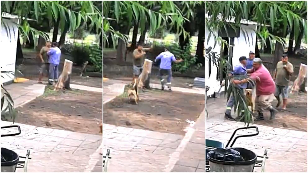 El grave ataque quedó filmado por una cámara de seguridad.