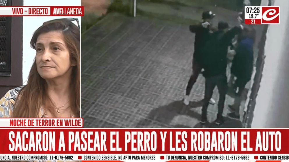 Violento robo piraña a una pareja en la puerta de su casa.