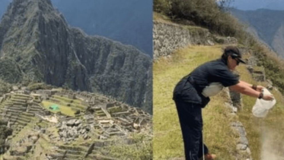 Una mujer esparció las cenizas de un familiar en el Machu Picchu y desató un escándalo en Perú (Imagen captura vídeo).