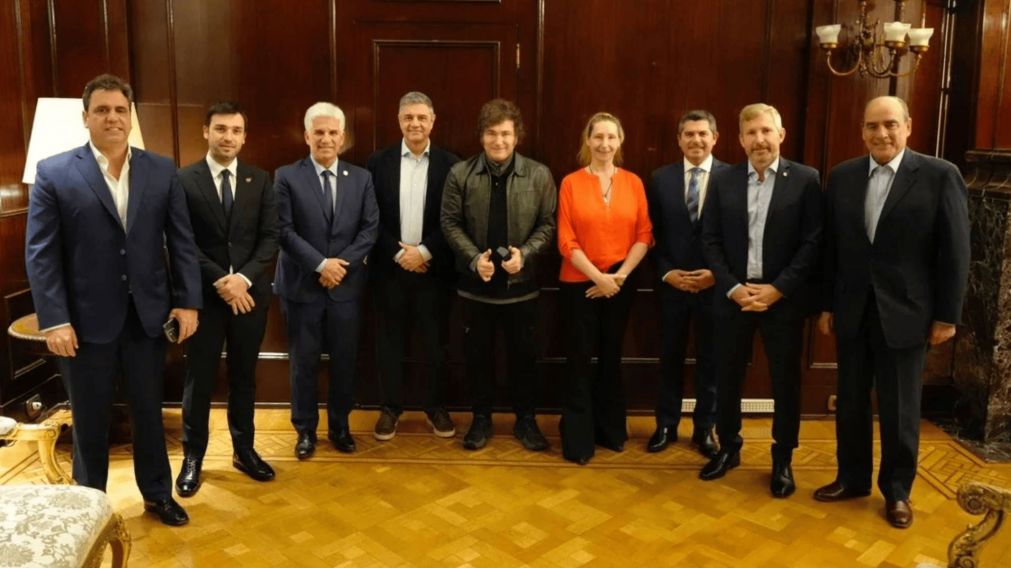 Javier Milei, la semana pasada en Casa Rosada con gobernadores del PRO por el Presupuesto 2025.