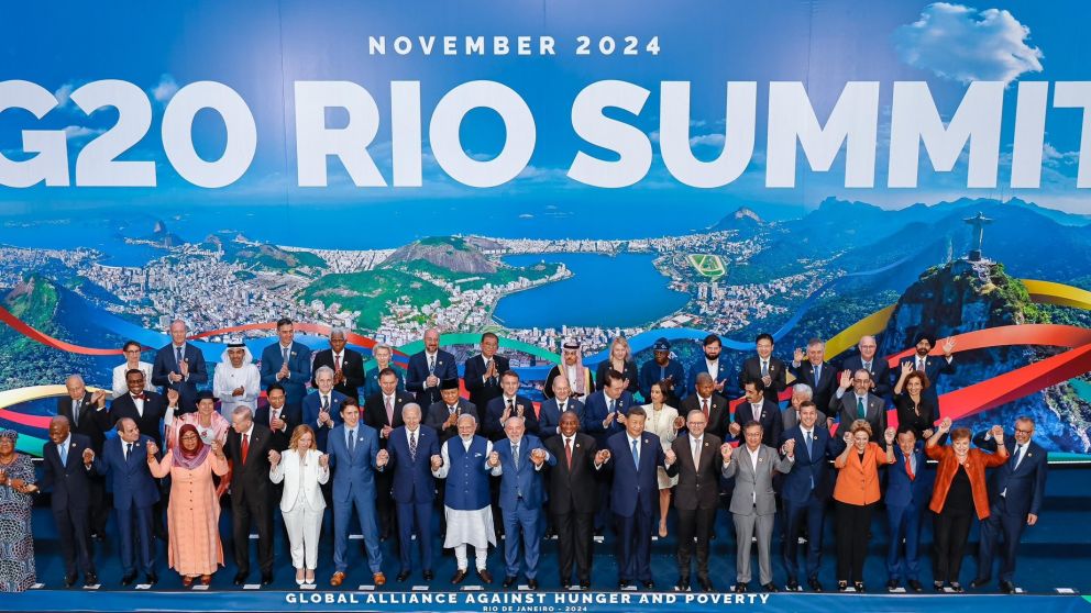 Javier Milei no participó de la foto de familia final del G20 en Brasil.