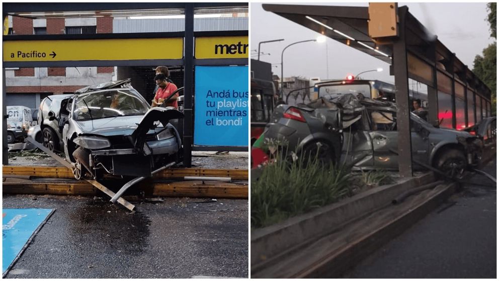 Circulaba a toda velocidad y se estrelló contra el Metrobús.
