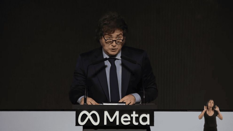 Javier Milei brindó un discurso en el evento de la firma Meta en Argentina.