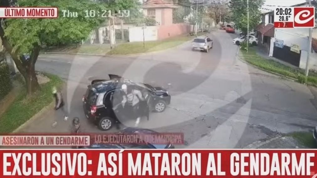 El crimen del gendarme quedó registrado por una cámara de seguridad.