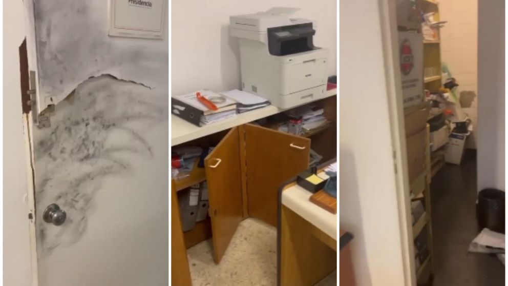 Destrozos en la sede de la UCR.