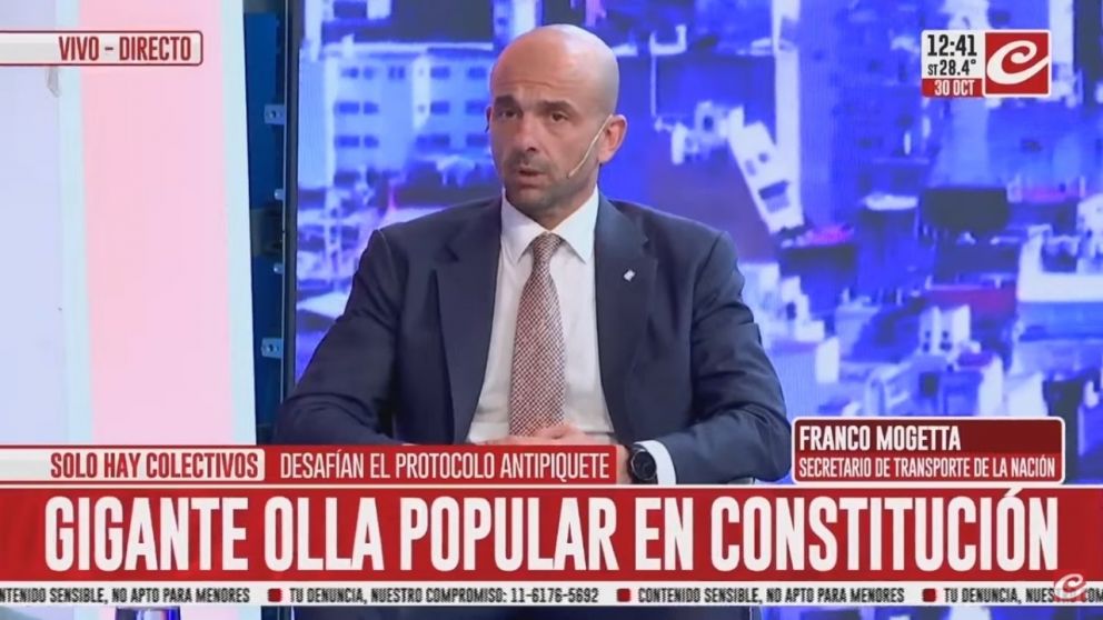 El secretario de Transporte, Franco Mogetta.